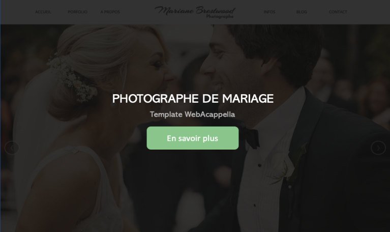 Template WebAcappella PHOTOGRAPHE DE MARIAGE